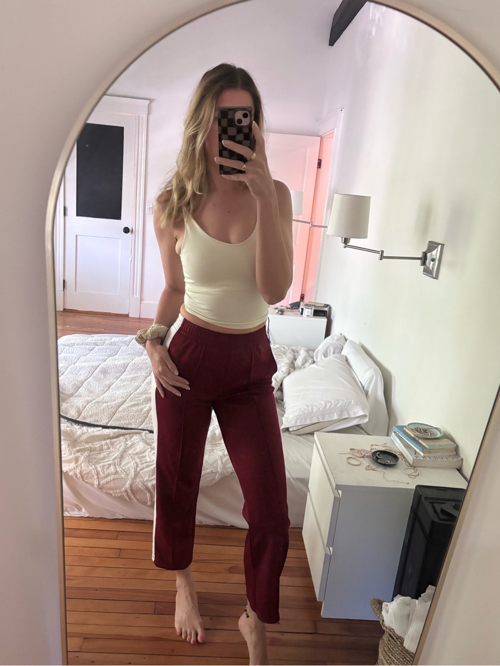 Sincerely Jules Cropped Maroon Track Pants XS